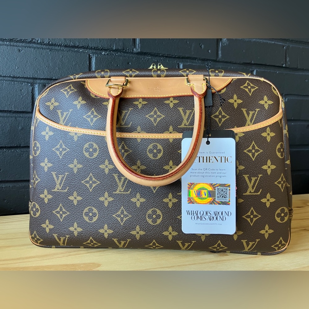 LOUIS VUITTON LV Logo Deauville Hand Bag Monogram Leather Brown